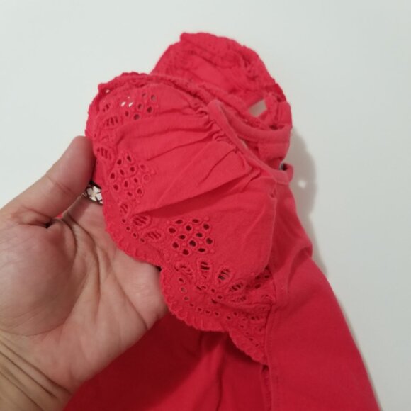 Mayoral little girl Red eyelet detail shoulders tank top size 7 (F18) - Picture 8 of 9